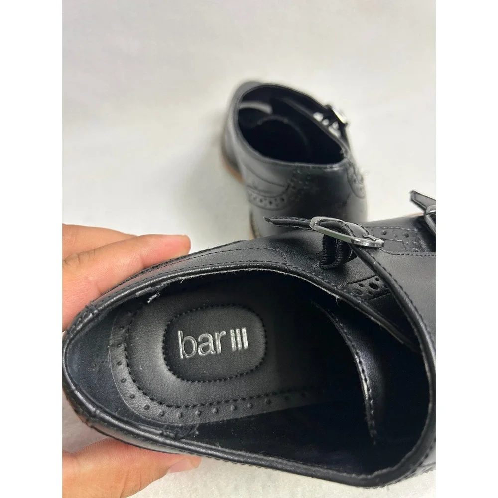 Dark Academia Bar III Mens 8M Black Jesse Double Monk Strap‎ Brogue Dress Shoes
